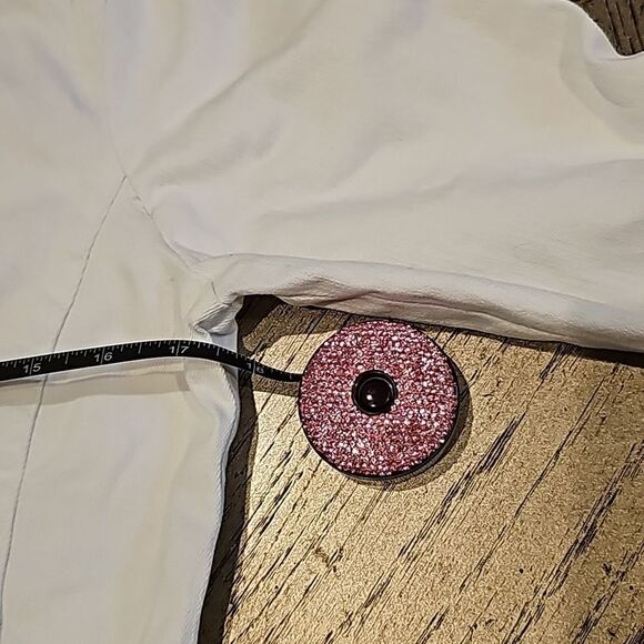 White denim peplum zip up jacket PM NWT Baccini - Picture 10 of 11